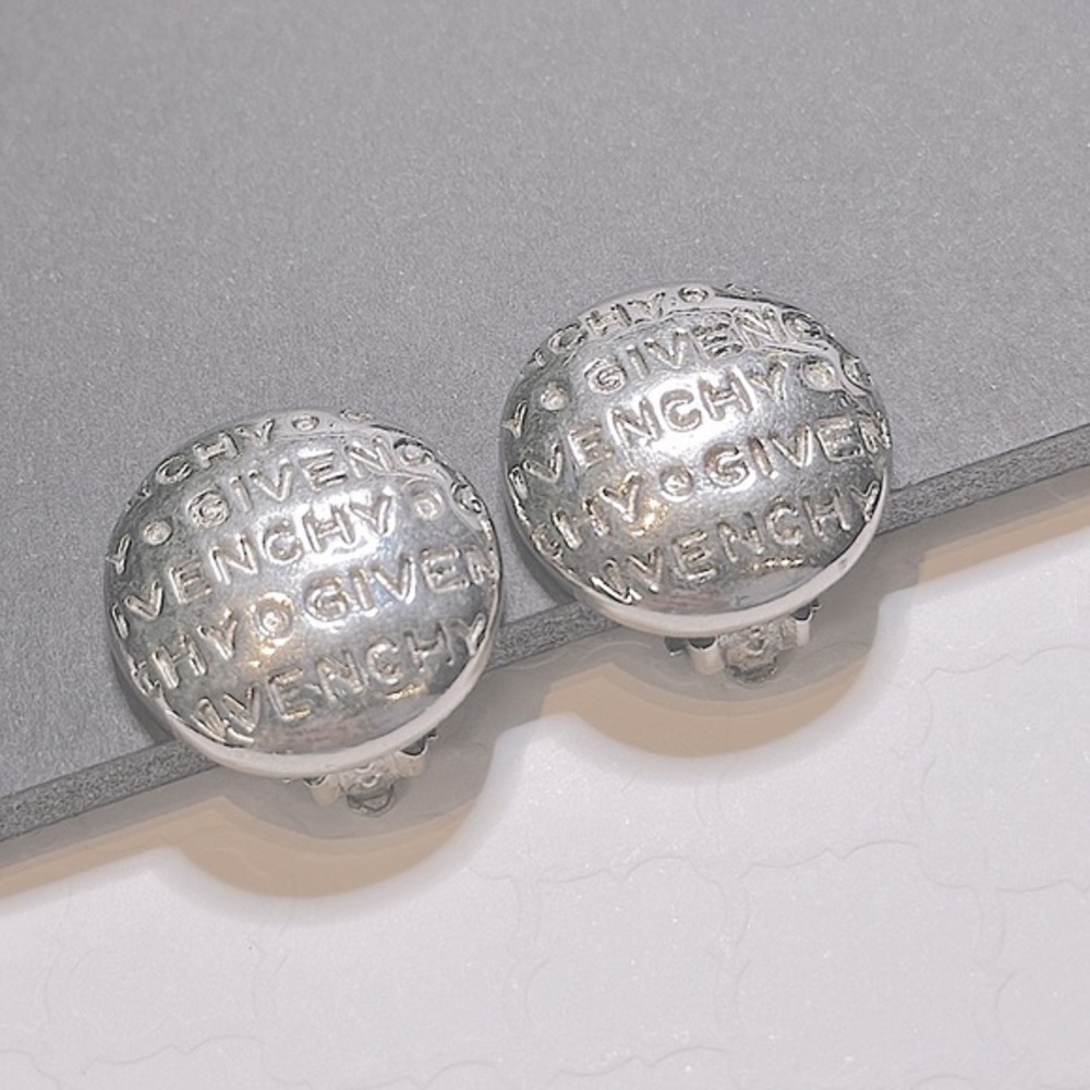 GIVENCHY • Gorgeous Vintage Logo Button Style Clip-On Earrings | 80s Designer